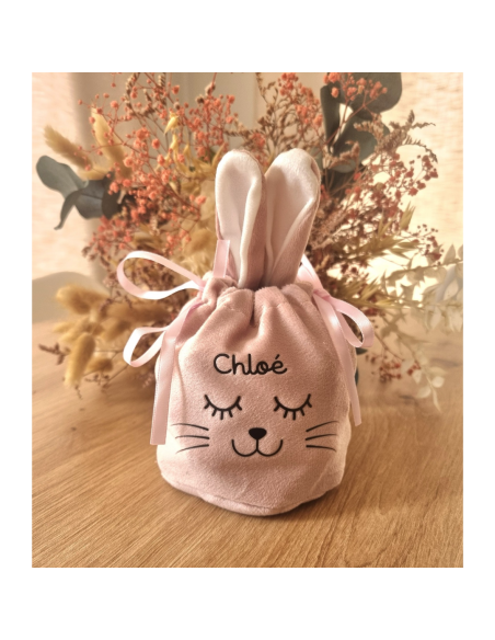 Pochon de Pâques en velours – Personnalisé avec prénom