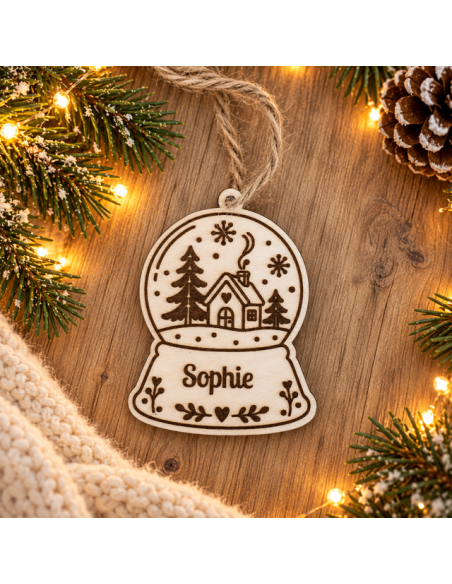 copy of Ornement personnalisée en bois – Prénom -Motif BOULE A NEIGE