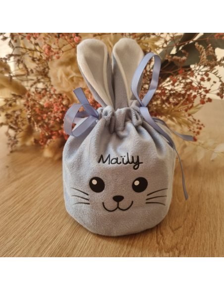 Pochon de Pâques en velours – Personnalisé avec prénom