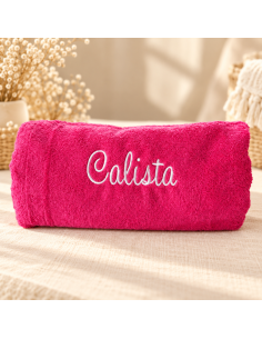 Serviette de bain fuchsia 140x70 cm Prénom