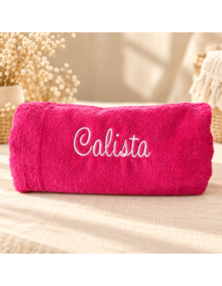 Serviette de bain fuchsia 140x70 cm Prénom