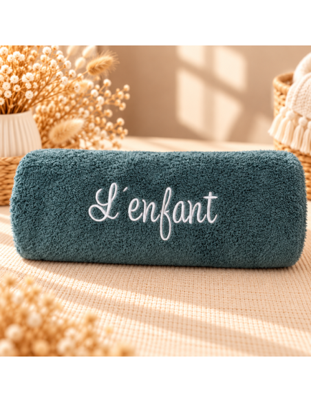 Serviette de bain verte 140x70 cm Prénom