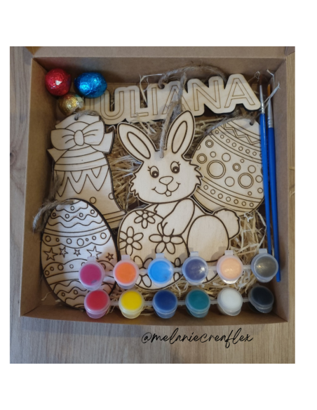 Box de Pâques en bois à peindre – Activité enfant avec prénom personnalisé