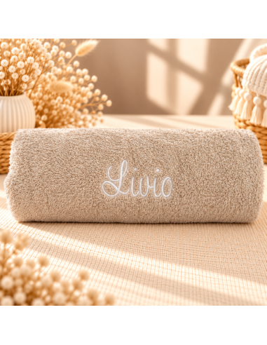 Serviette de bain beige 140x70 cm Prénom