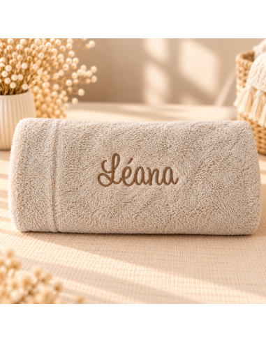 Serviette de bain beige 140x70 cm Prénom