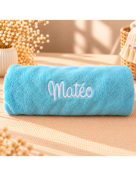 Serviette de bain turquoise 140x70 cm Prénom