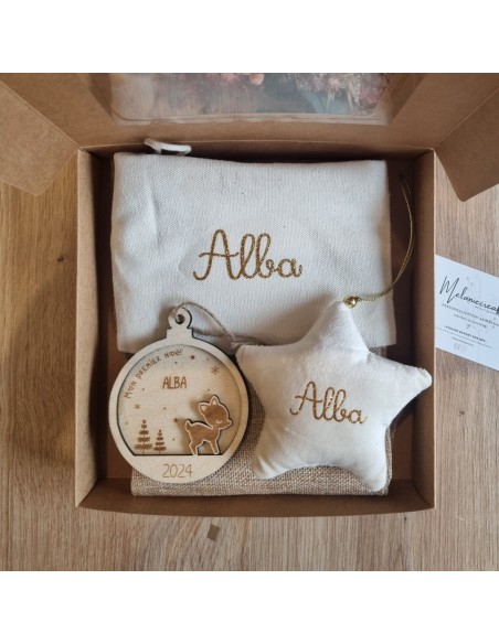 Box "Mon Premier Noël" – Décorations personnalisées prénom & année