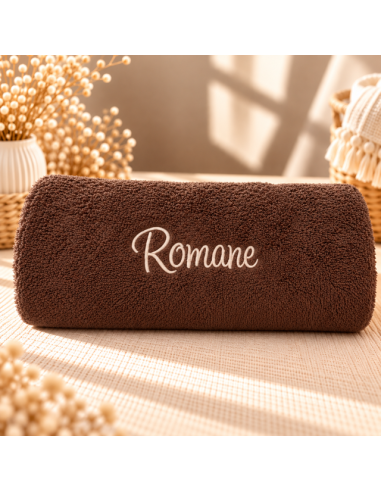 Serviette de bain chocolat 140x70 cm Prénom