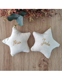 Étoile de Noël en velours – Personnalisée avec prénom +...