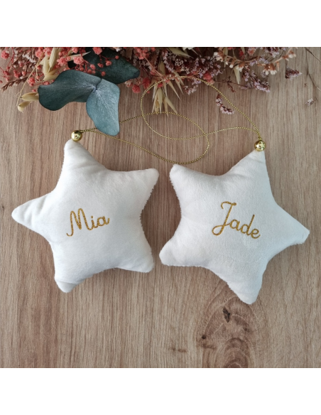 Étoile de Noël en velours – Personnalisée avec prénom + petit logo ✨