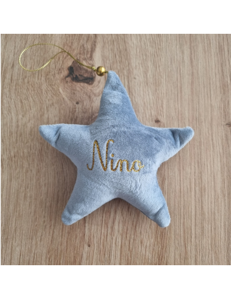 Étoile de Noël en velours – Personnalisée avec prénom + petit logo ✨