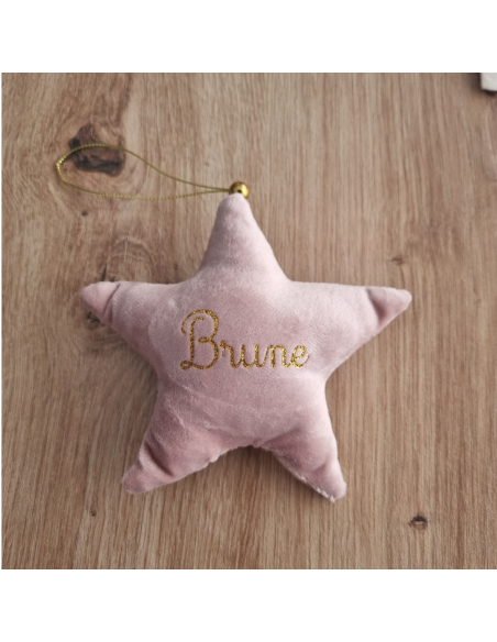 Étoile de Noël en velours – Personnalisée avec prénom + petit logo ✨
