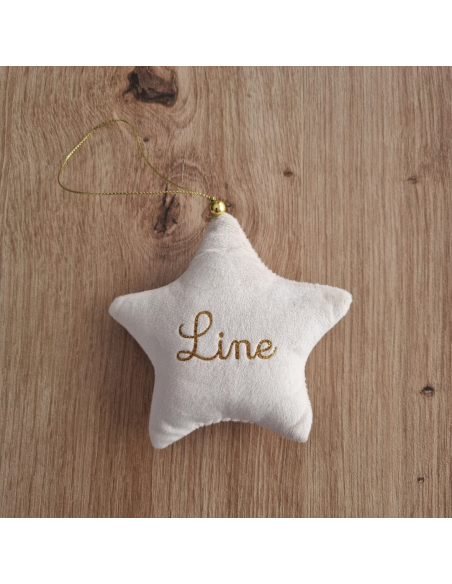 Étoile de Noël en velours – Personnalisée avec prénom + petit logo ✨