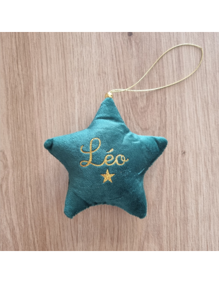 Étoile de Noël en velours – Personnalisée avec prénom + petit logo ✨
