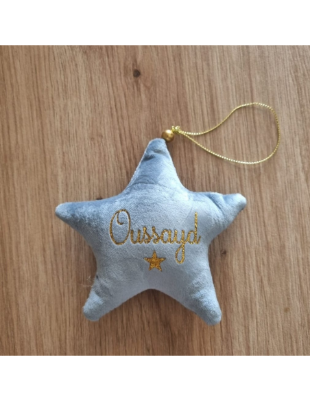 Étoile de Noël en velours – Personnalisée avec prénom + petit logo ✨