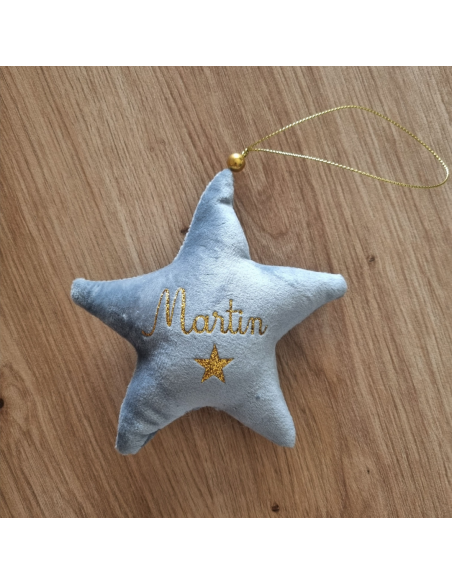 Étoile de Noël en velours – Personnalisée avec prénom + petit logo ✨