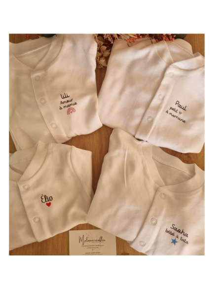 Pyjama à message personnalisé – Naissance (0 à 3 mois)