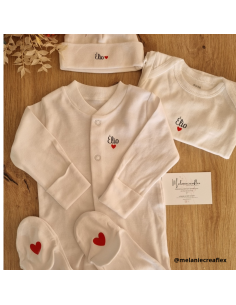 Coffret naissance 3 pièces personnalisé – Pyjama, body &...