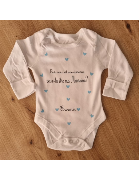 Body à message personnalisé – Annonce  et pluie de cœur