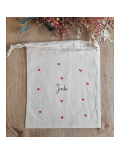 🧡 Pochon en tissu personnalisé modèle cœur ou étoile