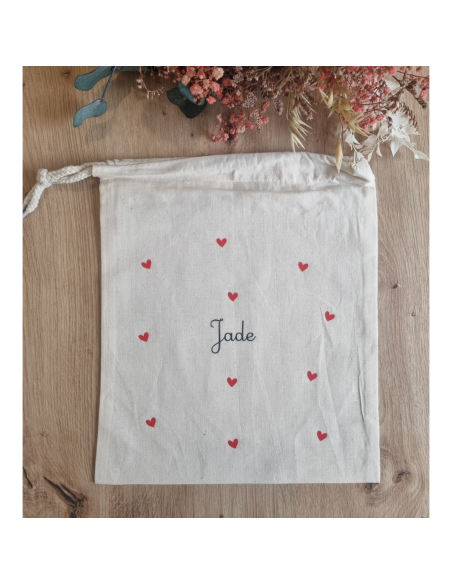 🧡 Pochon en tissu personnalisé modèle cœur ou étoile