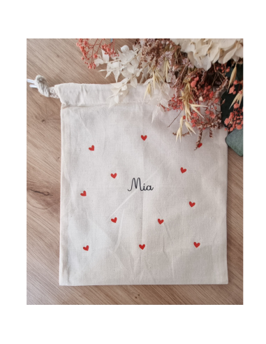 🧡 Pochon en tissu personnalisé modèle cœur ou...