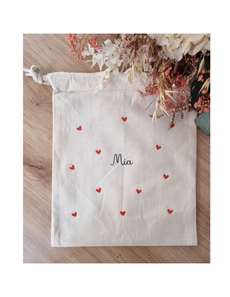 🧡 Pochon en tissu personnalisé modèle cœur ou étoile