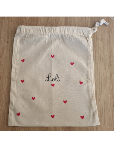 🧡 Pochon en tissu personnalisé modèle cœur ou...