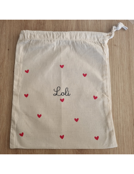 🧡 Pochon en tissu personnalisé modèle cœur ou étoile