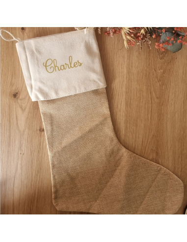 Chaussette de Noël personnalisée – Toile de...
