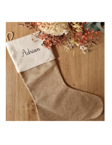 Chaussette de Noël personnalisée – Toile de...