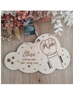 Bracelet de naissance  un enfant motif fleur-coeur