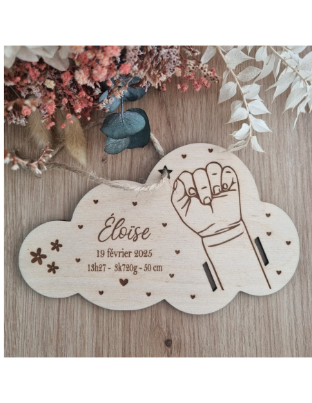 Bracelet de naissance  un enfant motif fleur-coeur