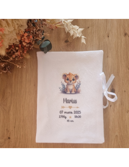 Protège carnet de santé personnalisé thème lionceau