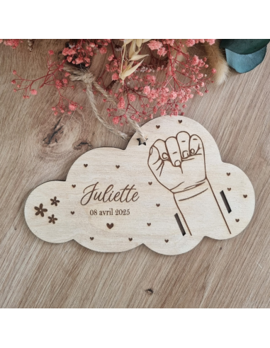 Bracelet de naissance  un enfant motif fleur-coeur