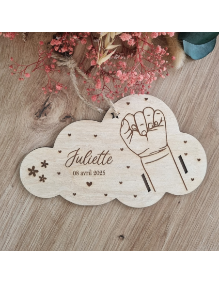 Bracelet de naissance  un enfant motif fleur-coeur