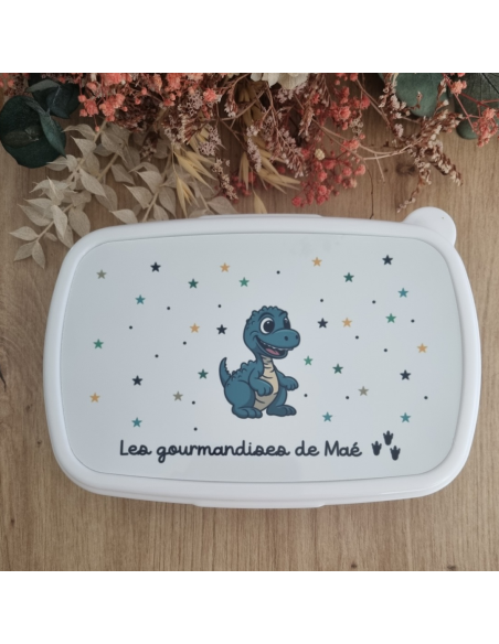 🎒🍼🍱 Gourde et/ou boîte à goûter personnalisée – Thème dinosaure