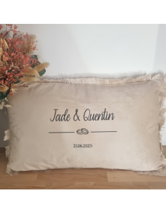 Coussin mariage personnalisé – Prénoms & date avec...