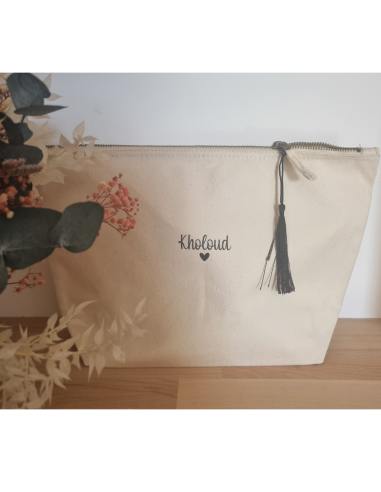 Grande pochette personnalisée – 5L  Prénom & cœur écriture moderne