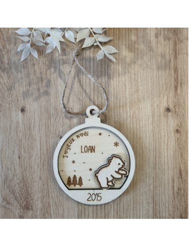 Boule de Noël personnalisée en bois – Prénom +...