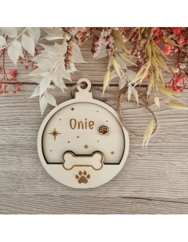 Boule de Noël personnalisée en bois – Pour animaux