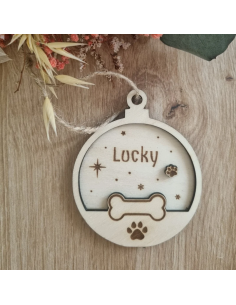 Boule de Noël personnalisée en bois – Pour animaux