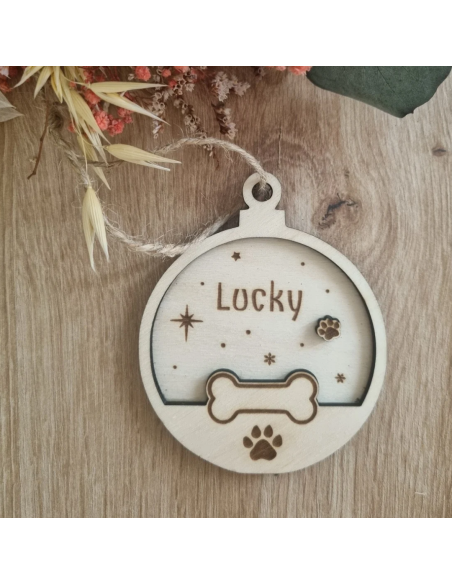 Boule de Noël personnalisée en bois – Pour animaux