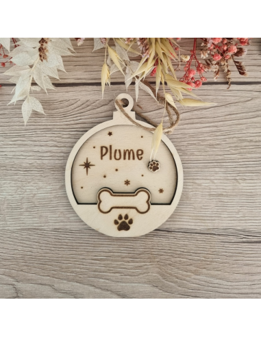 Boule de Noël personnalisée en bois – Pour animaux