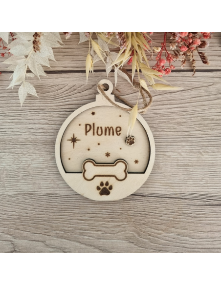 Boule de Noël personnalisée en bois – Pour animaux