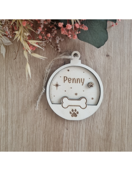 Boule de Noël personnalisée en bois – Pour animaux