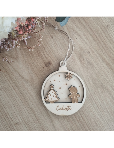 Boule de Noël personnalisée en bois – Prénom...