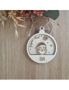 Boule de Noël personnalisée en bois – Prénom + date –... 2