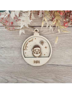 Boule de Noël personnalisée en bois – Prénom + date –...