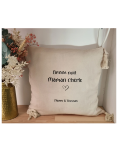 Coussin personnalisé Bonne nuit – 40x40 cm – Phrase &...
